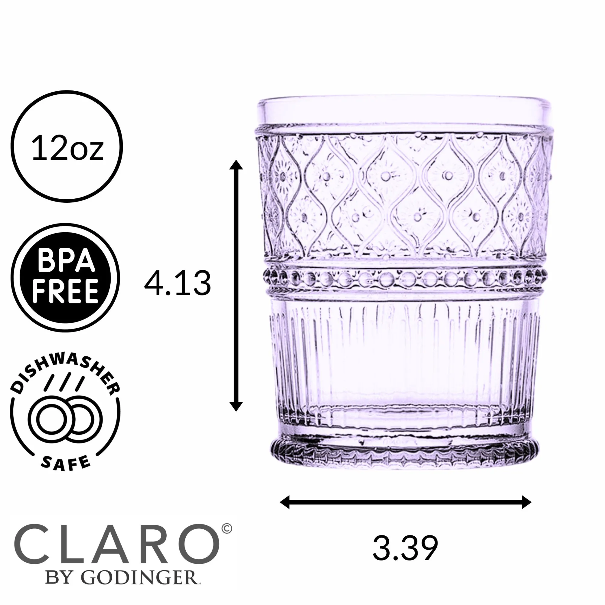Discount Godinger Claro Lavender Double Old Fashion, Set of 4