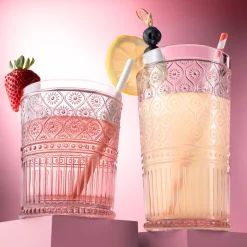 Outlet Godinger Claro Pink Acrylic Double Old Fashion, Set of 4