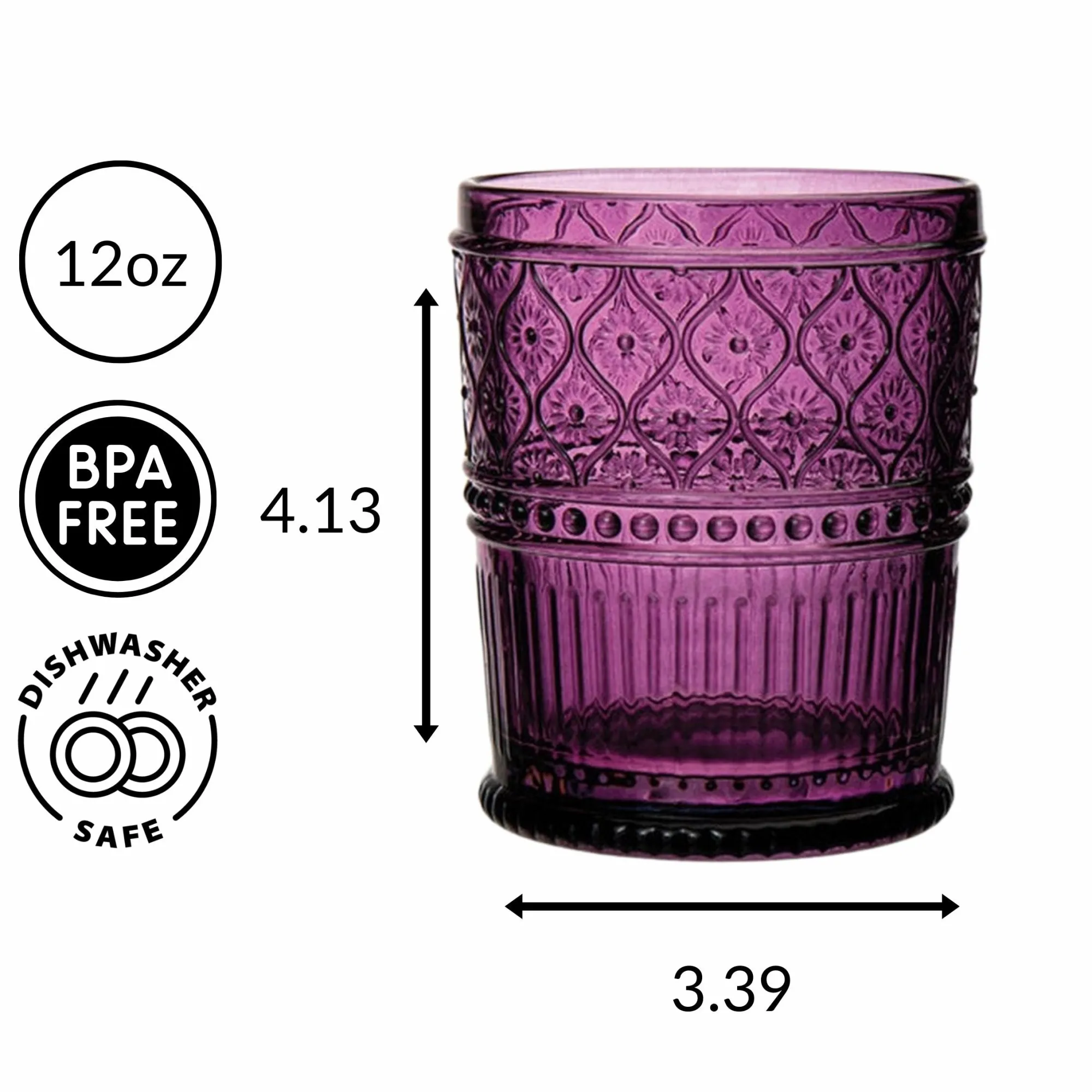 Best Godinger Claro Plum Double Old Fashion, Set of 4