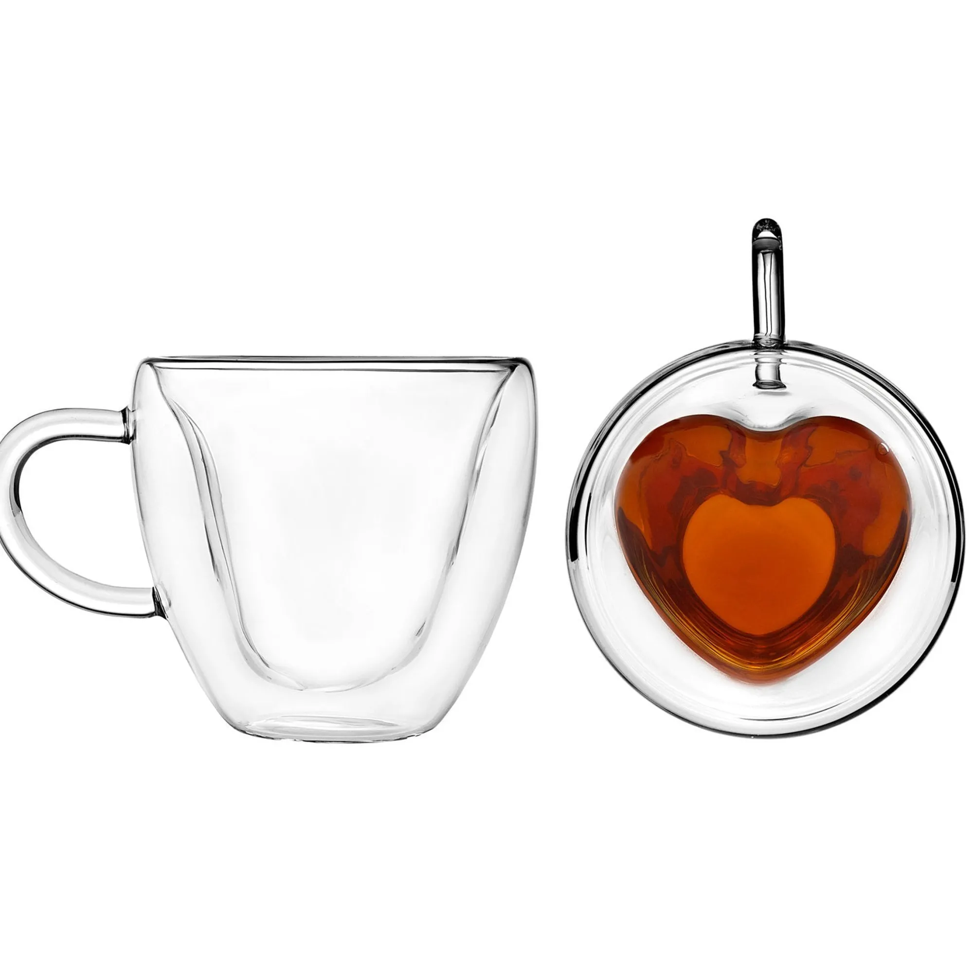 Sale Godinger Coffee Double Wall Heart Mug, Set of 2