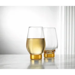 New Godinger Column Gold White Wine, Set of 2