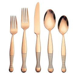 Godinger Corset Mirrored Copper 18/10 Stainless Steel 20 Piece Flatware Set, Service For 4