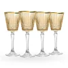New Godinger Cristine Amber Gold Rim White Wine Glass, Set of 4