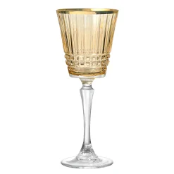 New Godinger Cristine Amber Gold Rim White Wine Glass, Set of 4