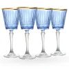 Online Godinger Cristine Blue Gold Rim White Wine Glass, Set of 4