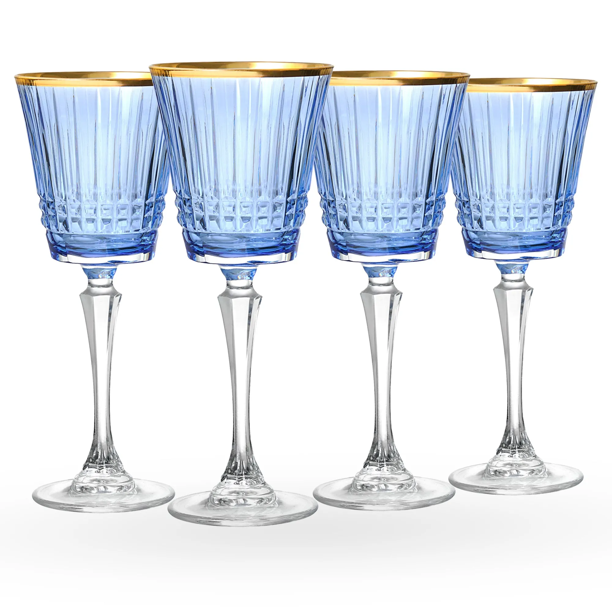 Online Godinger Cristine Blue Gold Rim White Wine Glass, Set of 4