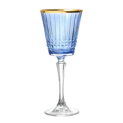 Online Godinger Cristine Blue Gold Rim White Wine Glass, Set of 4