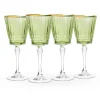 Sale Godinger Cristine Green Gold Rim Red Wine Glass, Set of 4