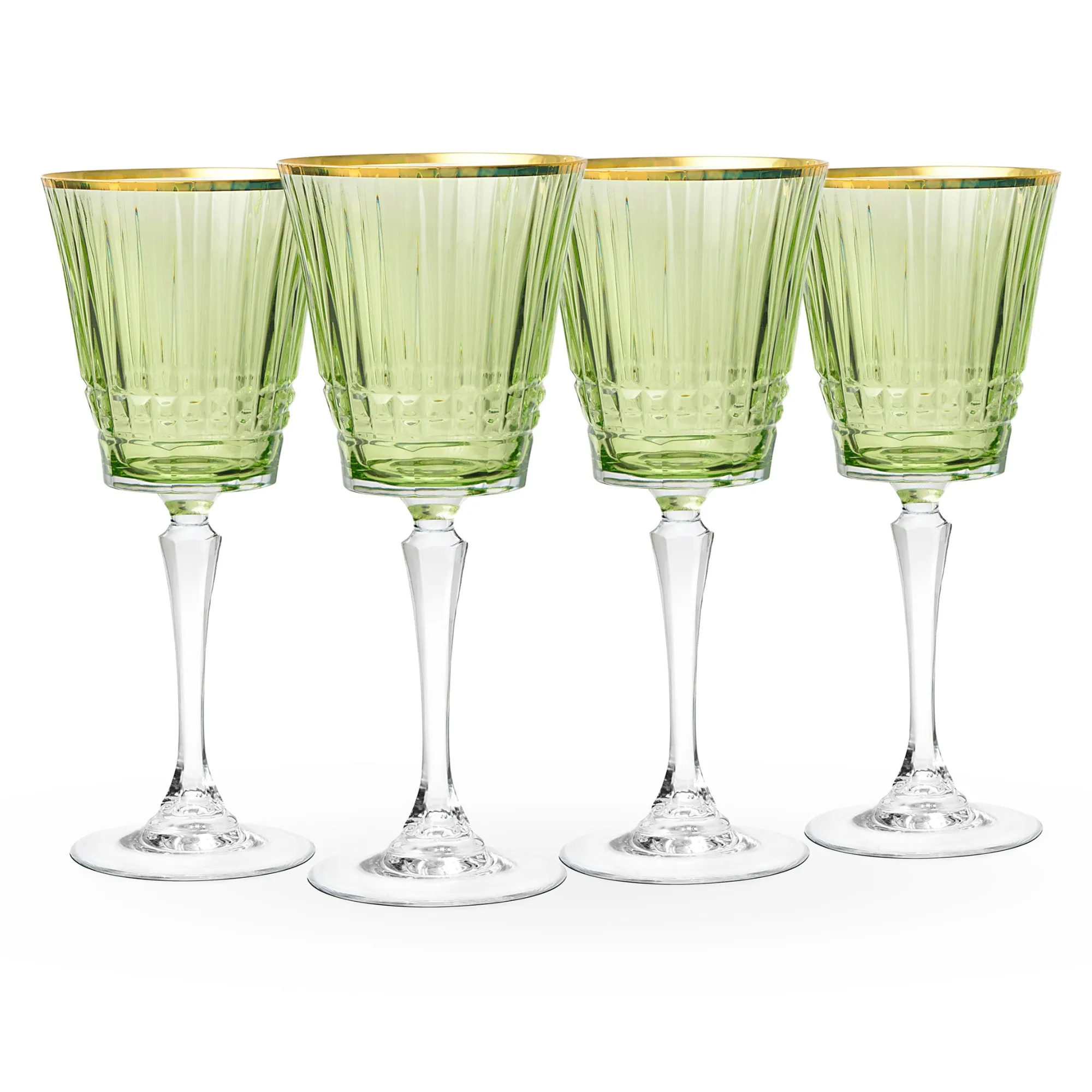 Sale Godinger Cristine Green Gold Rim Red Wine Glass, Set of 4