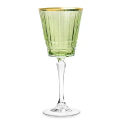 Sale Godinger Cristine Green Gold Rim Red Wine Glass, Set of 4