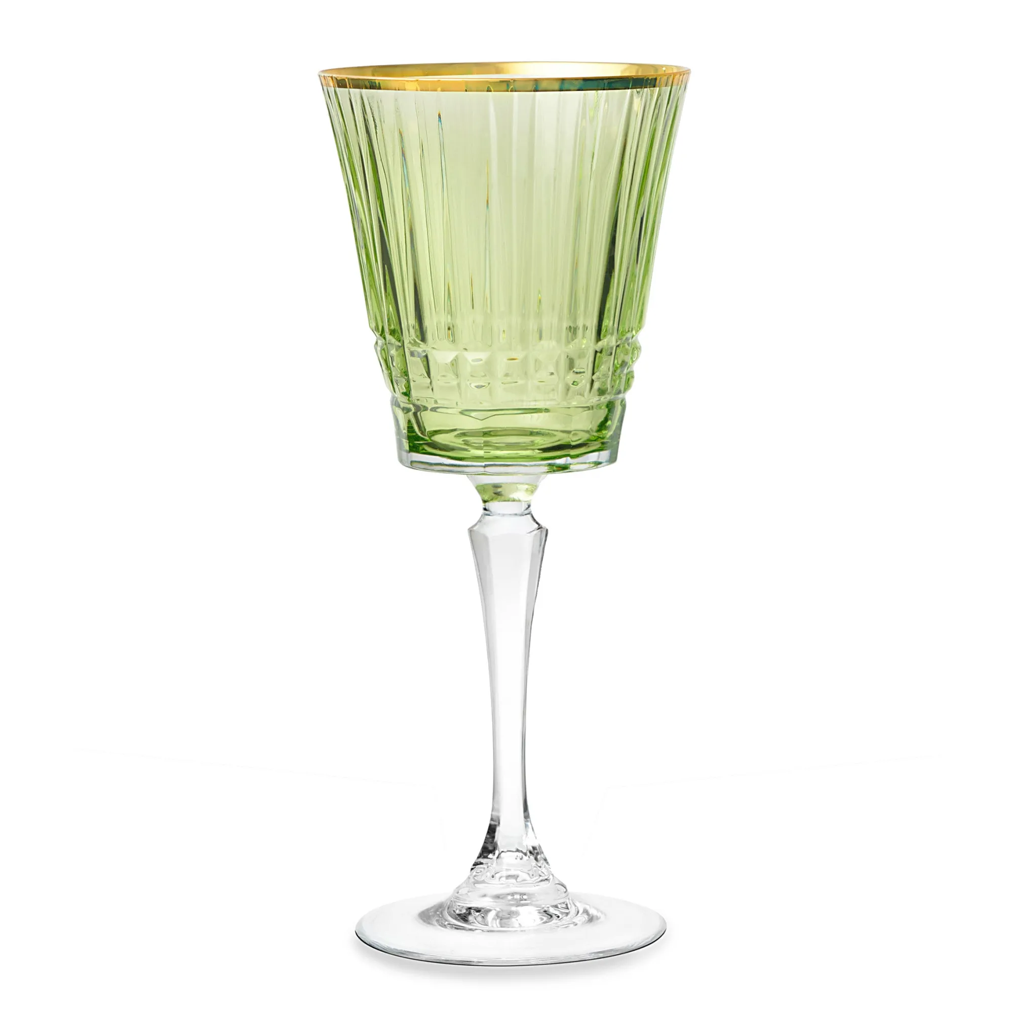 Sale Godinger Cristine Green Gold Rim Red Wine Glass, Set of 4
