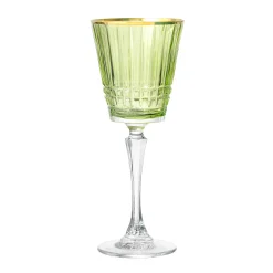 New Godinger Cristine Green Gold Rim White Wine Glass, Set of 4