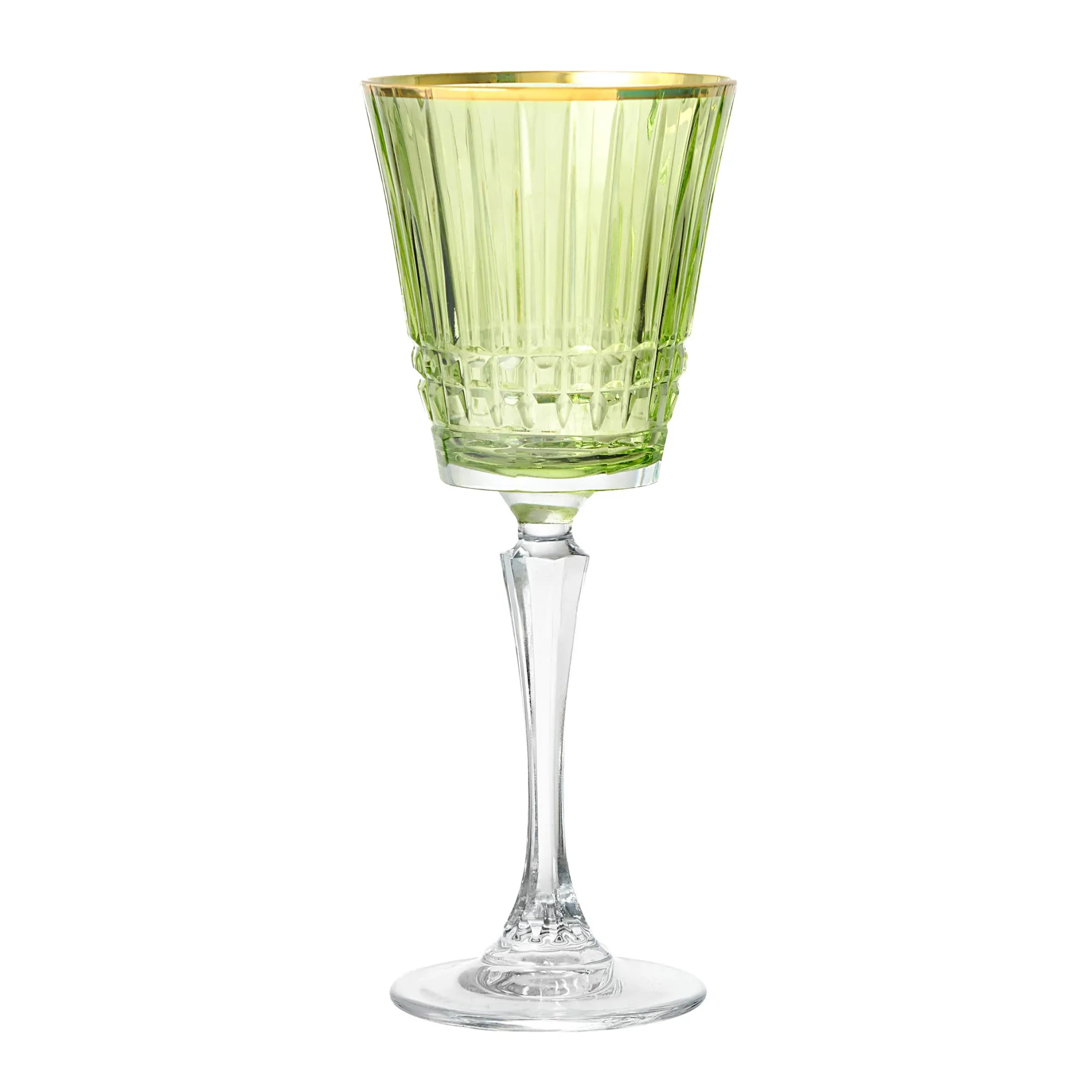 New Godinger Cristine Green Gold Rim White Wine Glass, Set of 4