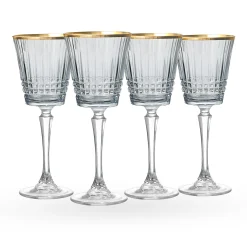 New Godinger Cristine Smoke Gold Rim Red Wine Glass, Set of 4