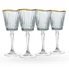 New Godinger Cristine Smoke Gold Rim White Wine Glass, Set of 4