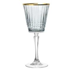 New Godinger Cristine Smoke Gold Rim White Wine Glass, Set of 4