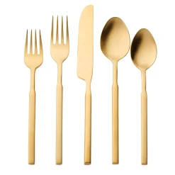 New Godinger Cubit Matte Gold 18/10 Stainless Steel 20 Piece Flatware Set, Service For 4