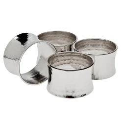 Clearance Godinger Curved Hammered Napkin Ring Set