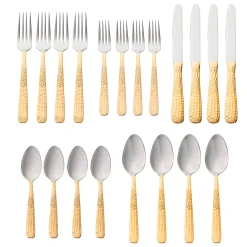 Hot Godinger Donatella 24kt Gold Plated 18/10 Stainless Steel 20 Piece Flatware Set, Service For 4