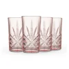Discount Godinger Dublin Crystal Blush Highball, Set of 4