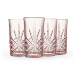 Discount Godinger Dublin Crystal Blush Highball, Set of 4