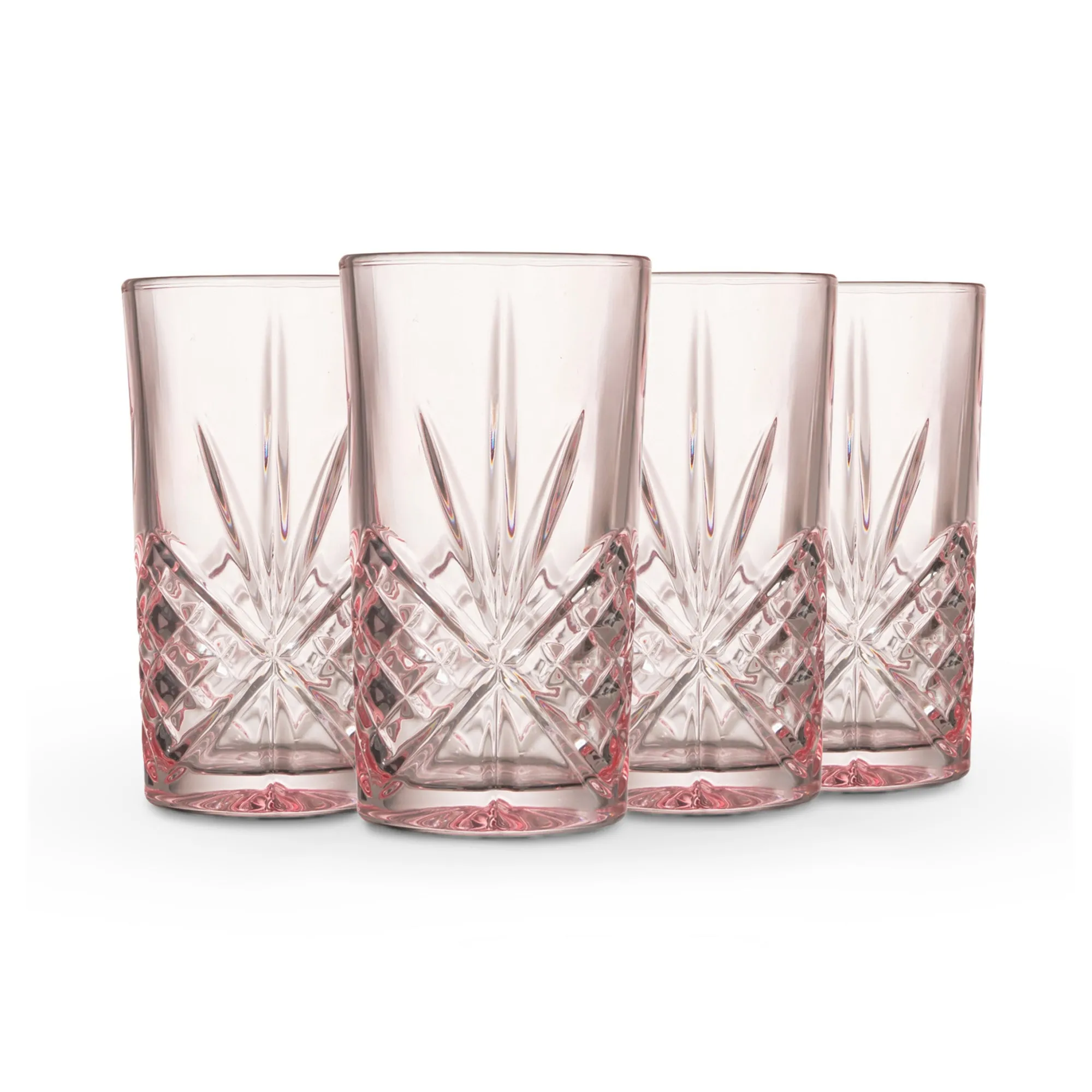 Discount Godinger Dublin Crystal Blush Highball, Set of 4