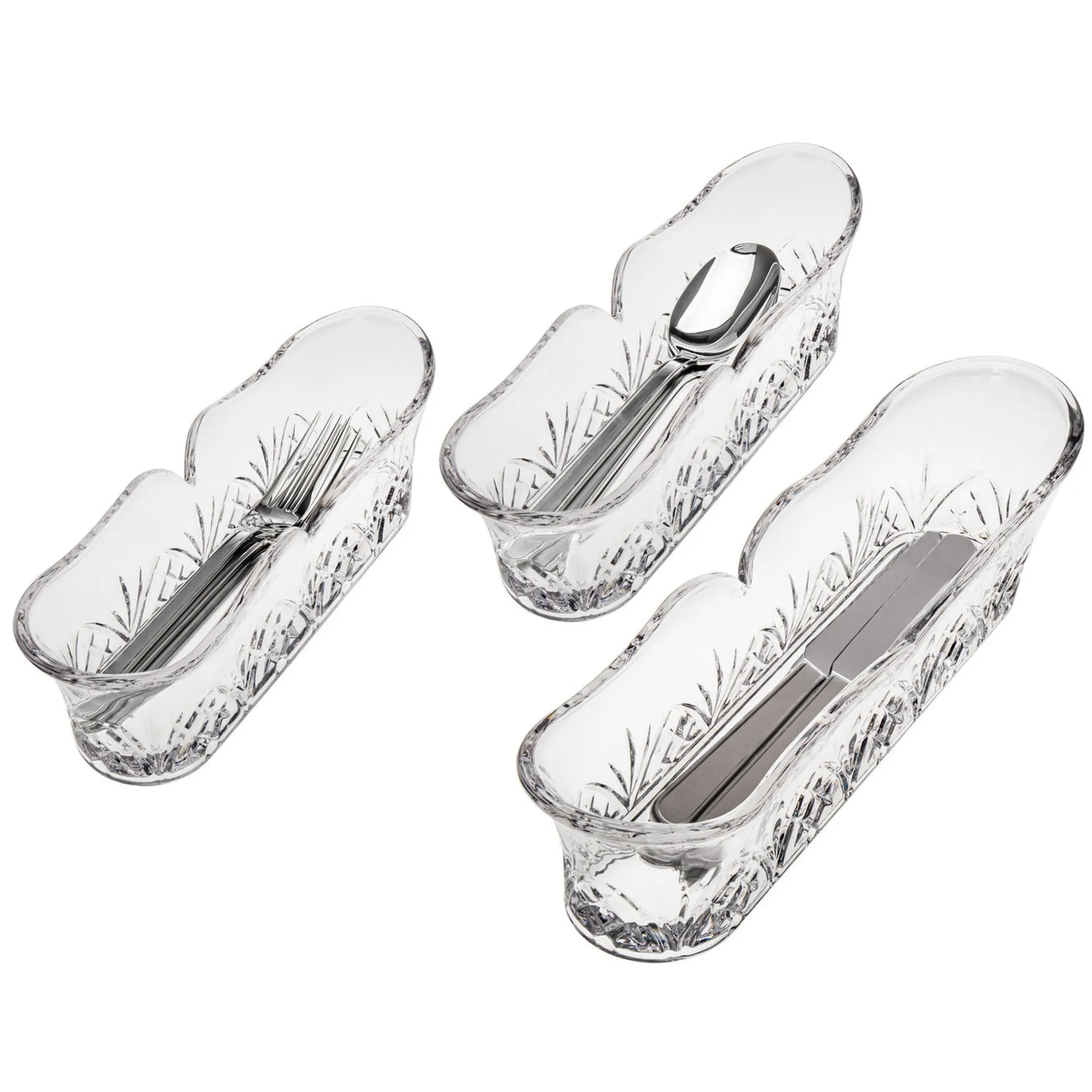 Godinger Dublin Crystal Flatware Caddies, Set of 3
