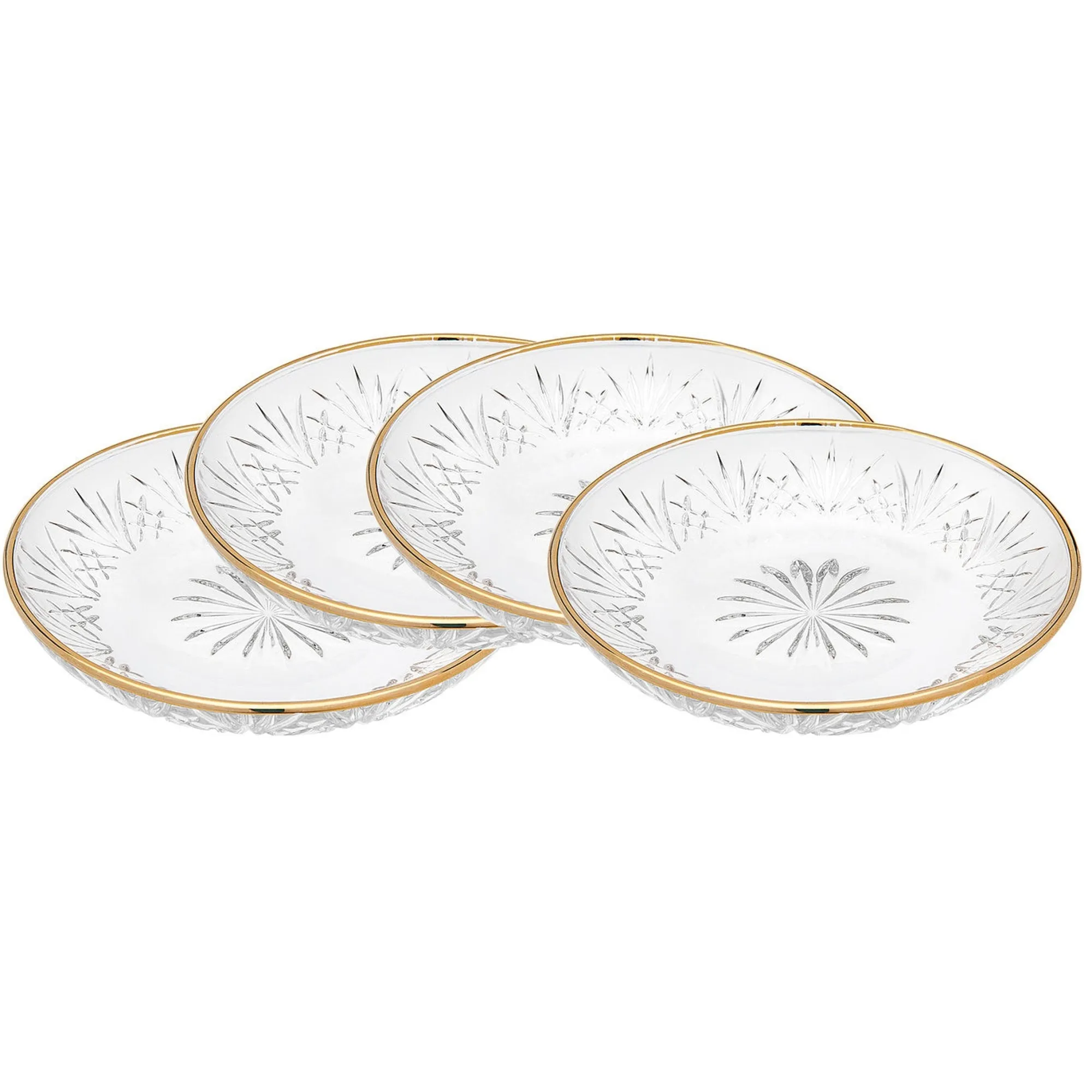 Online Godinger Dublin Crystal Gold Rim Dessert Plates, Set of 4