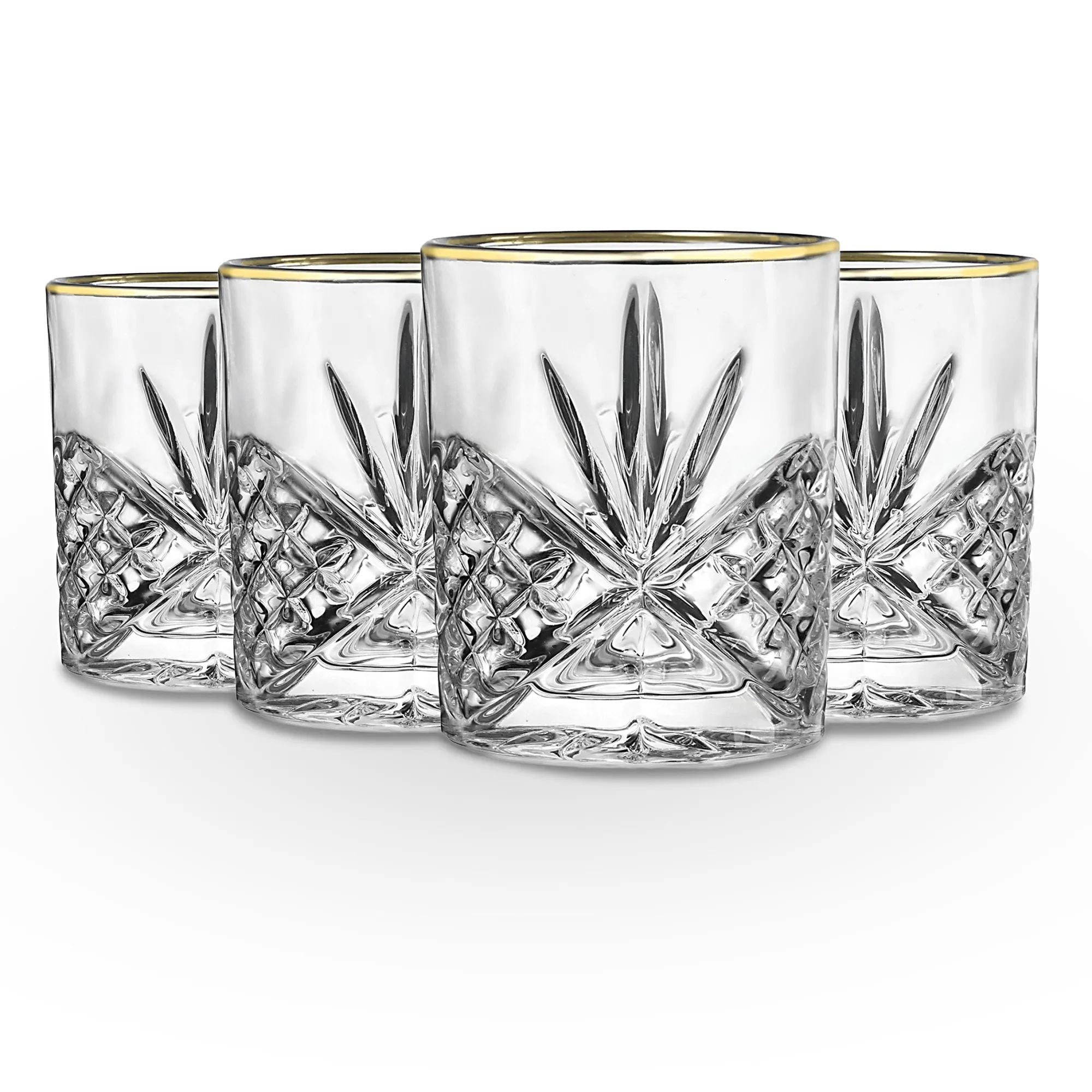 Clearance Godinger Dublin Crystal Gold Rim Double Old Fashion, Set of 4