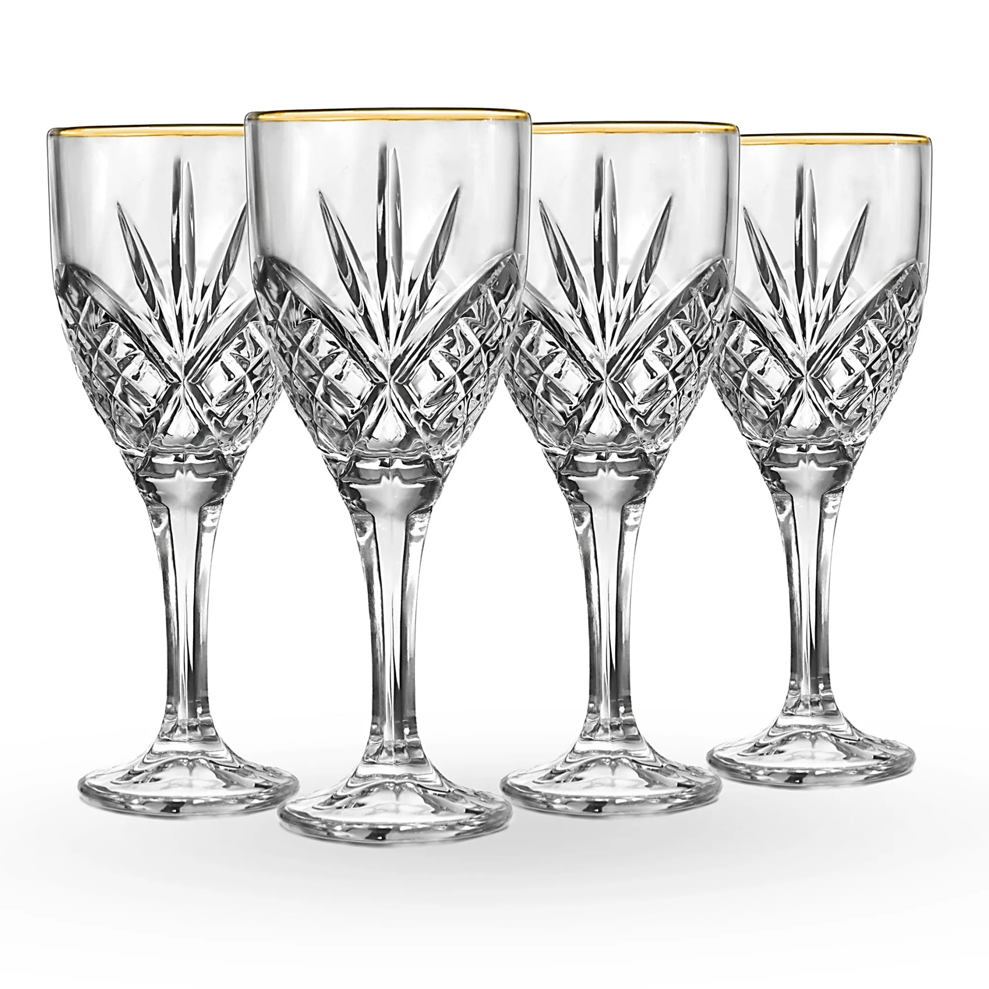 Online Godinger Dublin Crystal Gold Rim Goblet, Set of 4