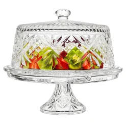 New Godinger Dublin Crystal 4 In 1 Cake Dome