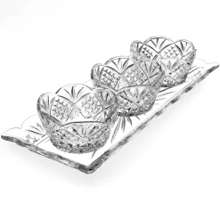 Sale Godinger Dublin Crystal 4 Piece Scalloped Appetizer Server Set