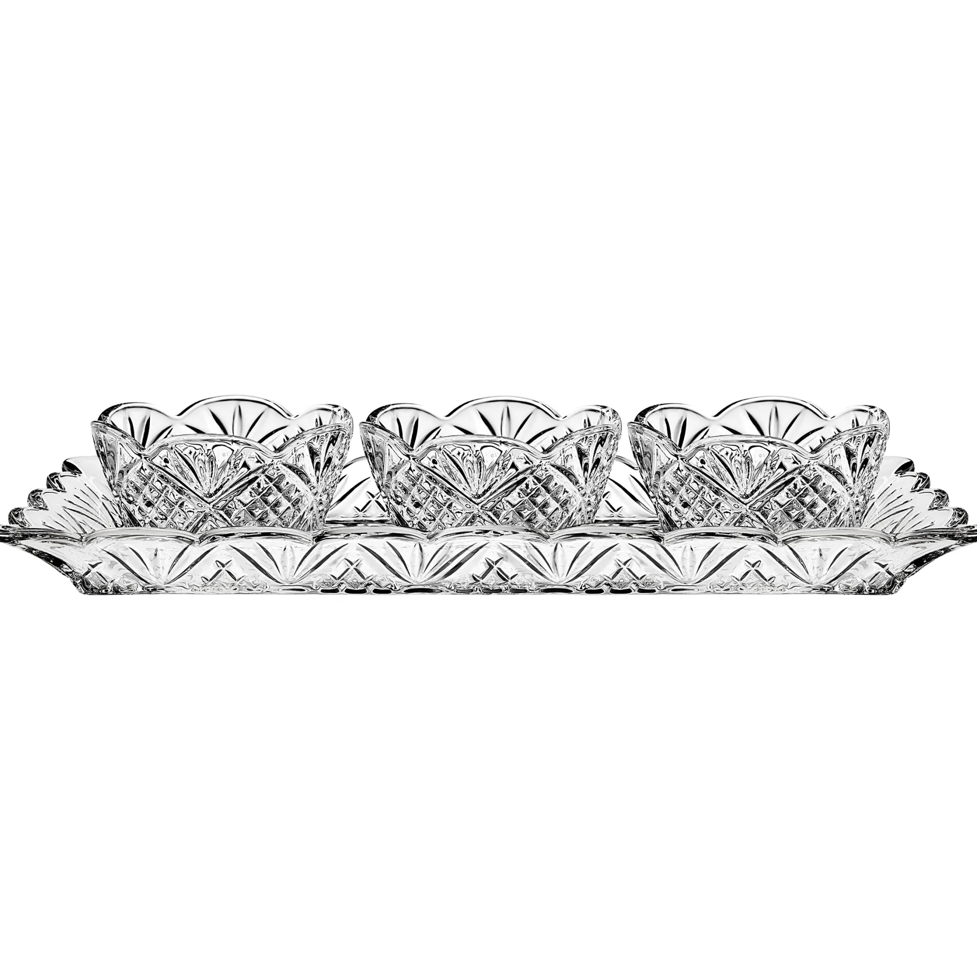 Sale Godinger Dublin Crystal 4 Piece Scalloped Appetizer Server Set