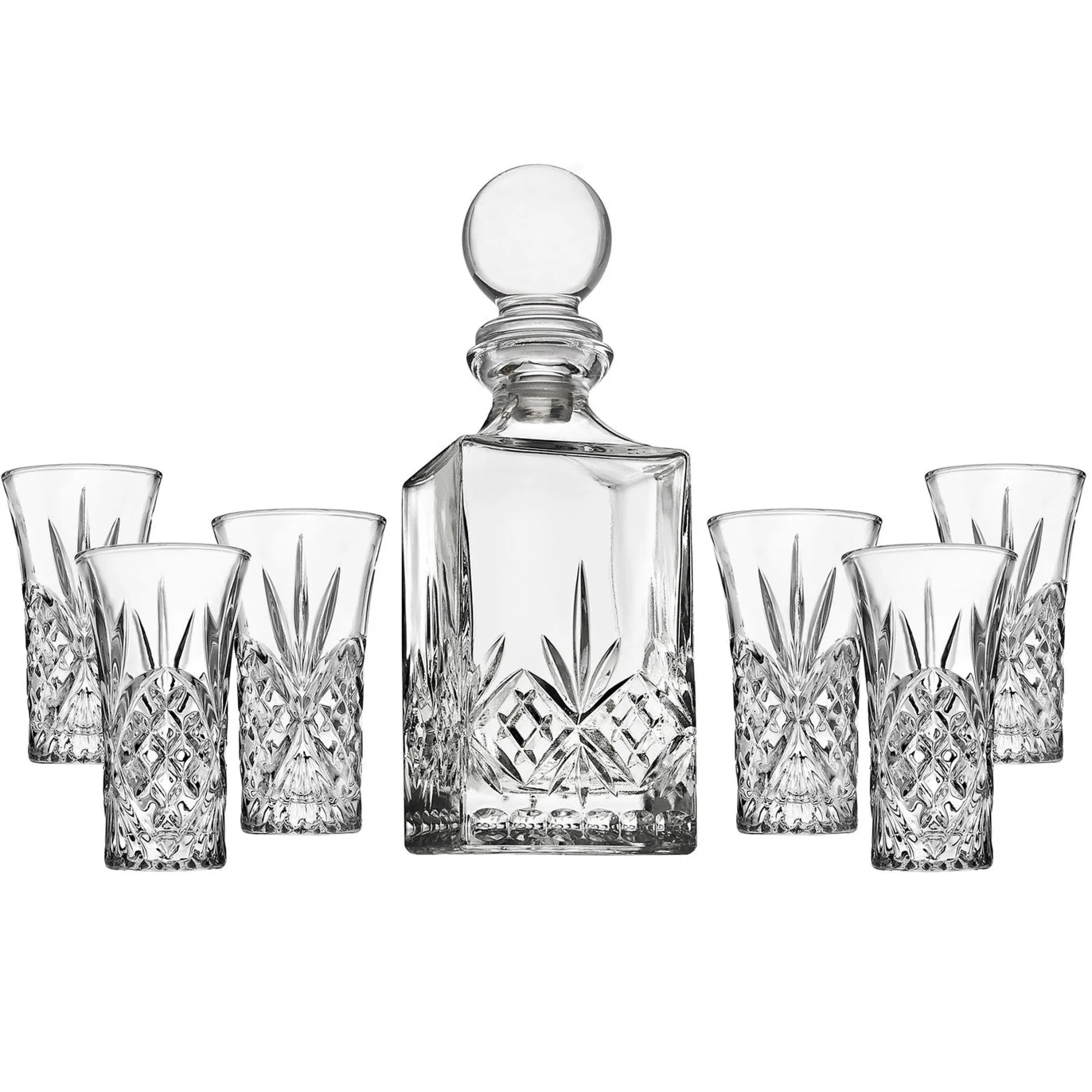 Outlet Godinger Dublin Crystal 7 Piece Spirits Decanter & Shot Glass Set