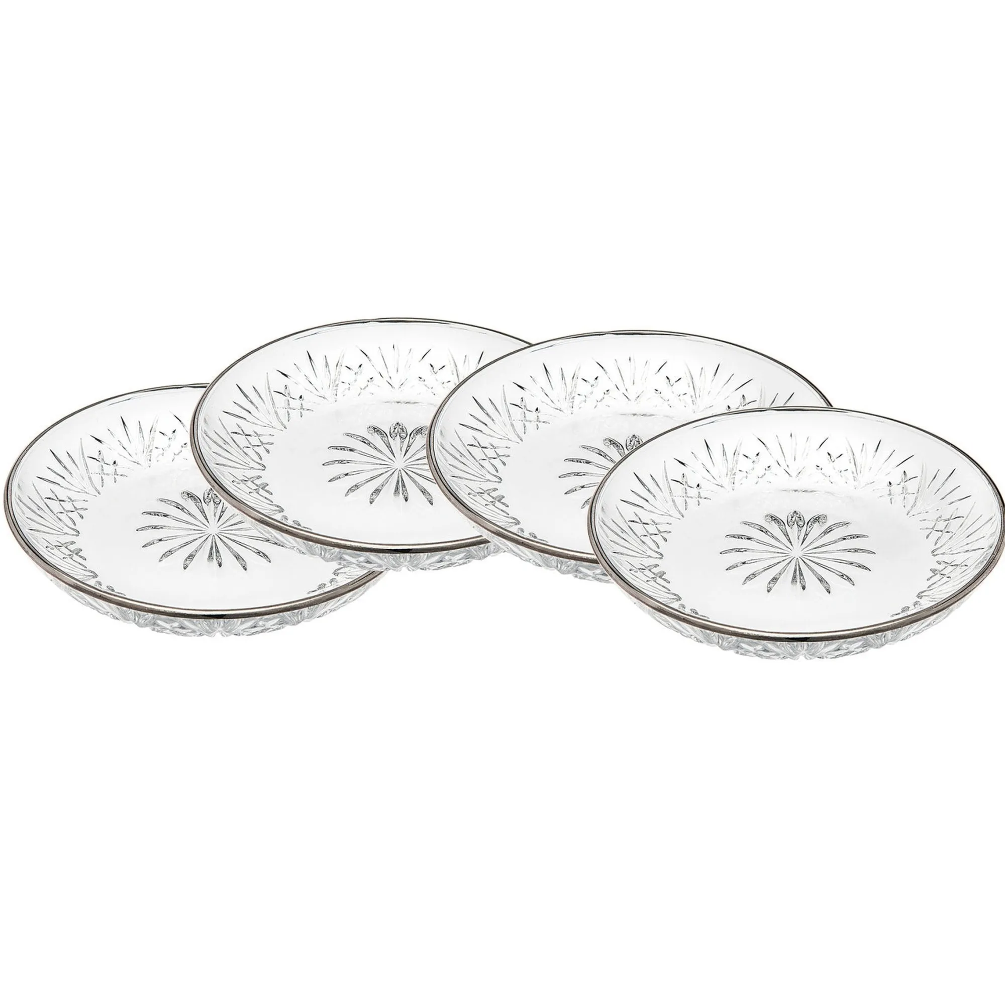 Outlet Godinger Dublin Crystal Platinum Rim Dessert Plate, Set of 4
