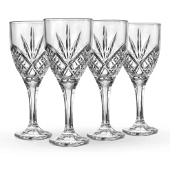 New Godinger Dublin Crystal Platinum Rim Goblet, Set of 4