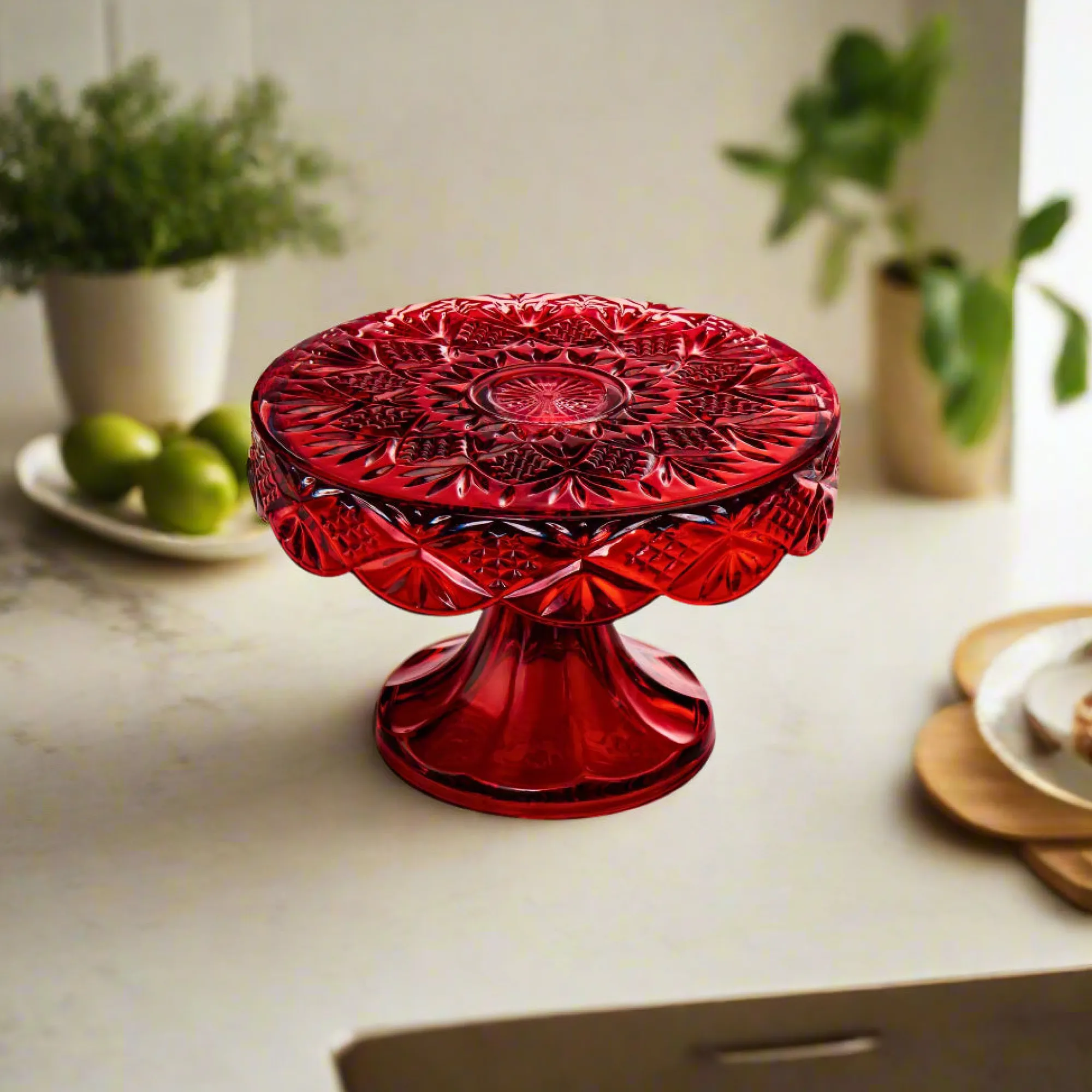 Clearance Godinger Dublin Crystal Red Cake Plate