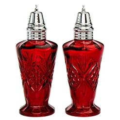 New Godinger Dublin Crystal Red Salt & Pepper Shaker Set