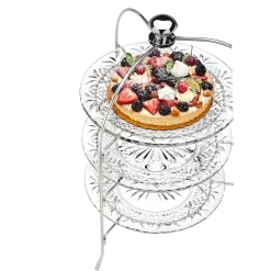 Clearance Godinger Dublin Crystal Round Three Tier Serving Stand