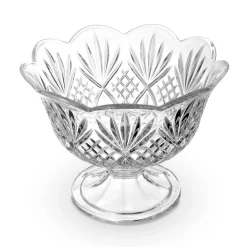 New Godinger Dublin Crystal Scalloped Footed Trifle Bowl