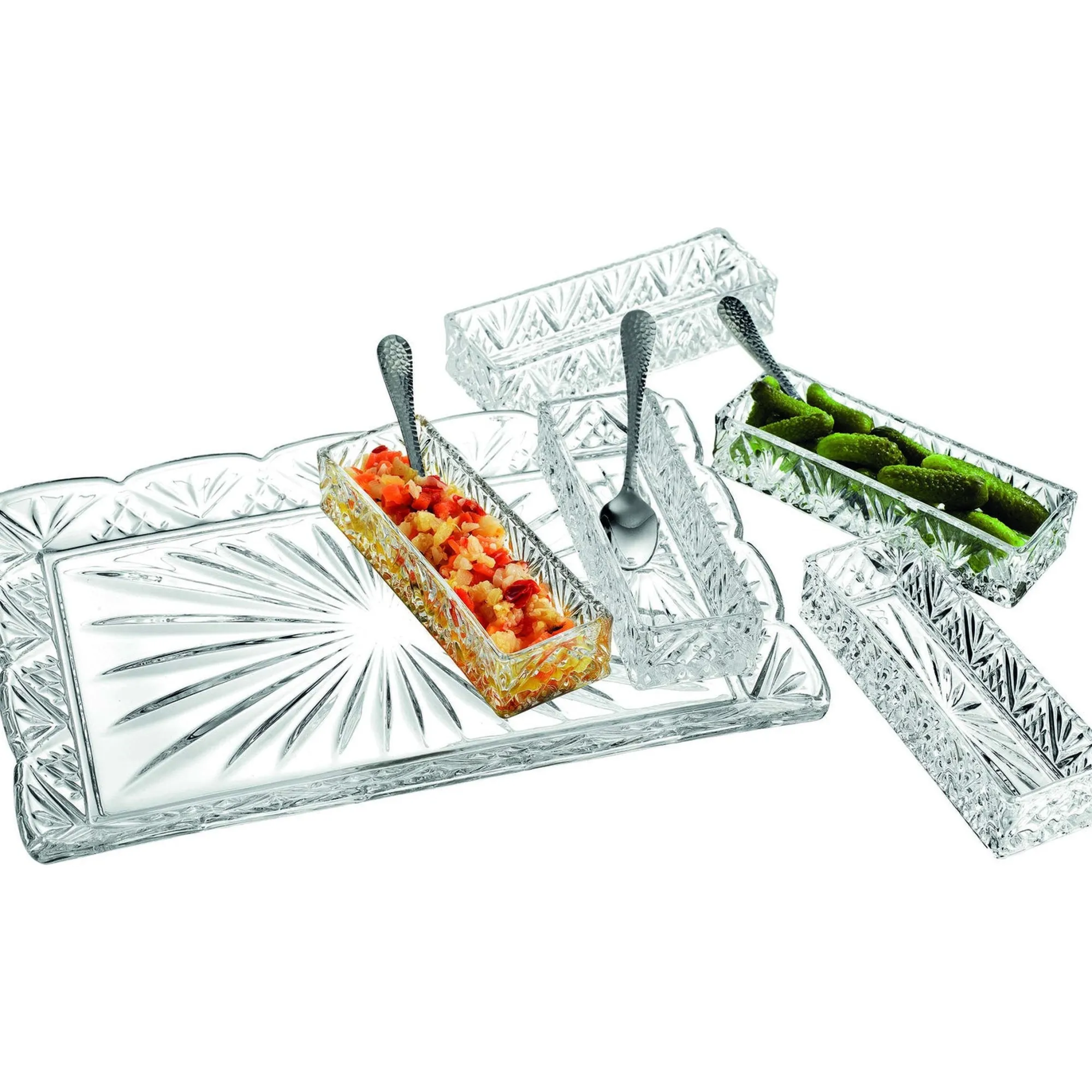 Online Godinger Dublin Crystal Scalloped 11 Piece Serving Tray Set