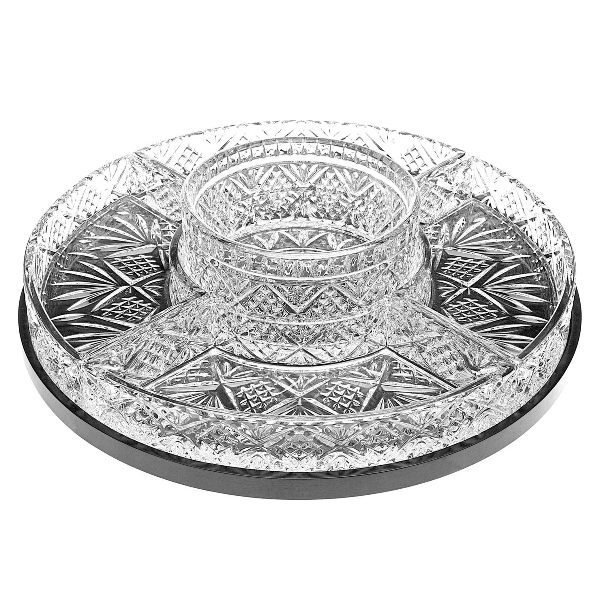Hot Godinger Dublin Crystal 5 Section Lazy Susan