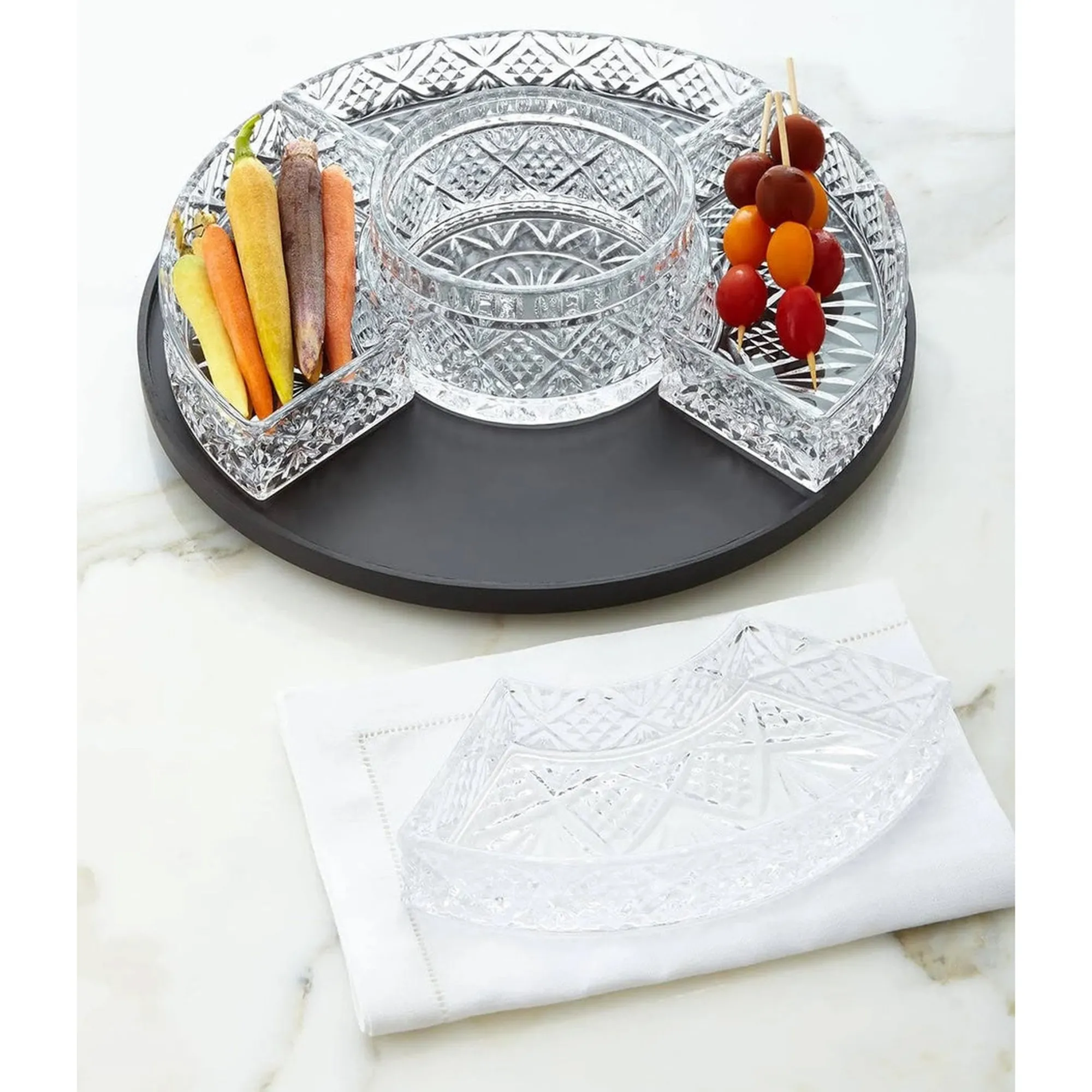 Hot Godinger Dublin Crystal 5 Section Lazy Susan