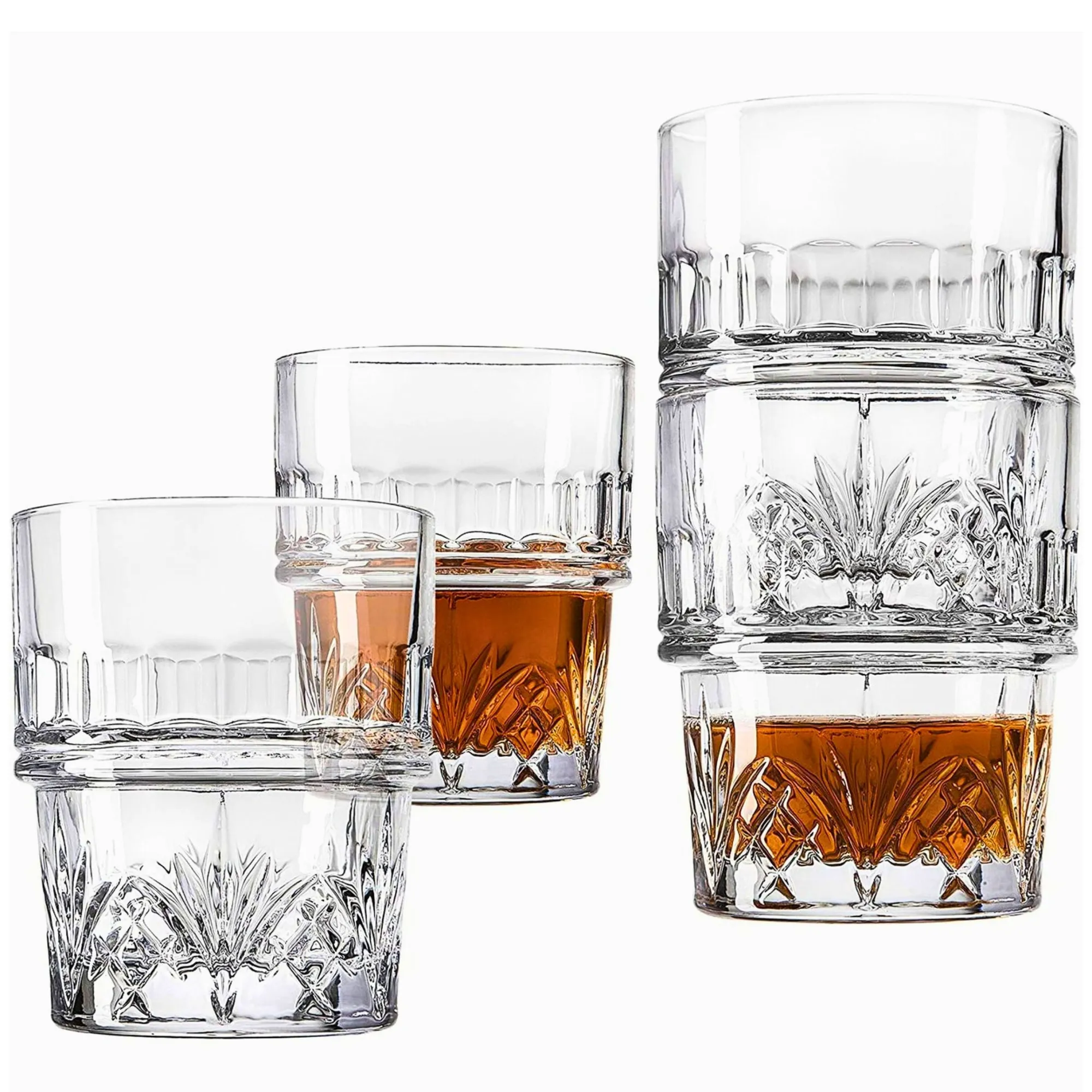 Online Godinger Dublin Crystal Stackable Double Old Fashion Glass, Set of 4