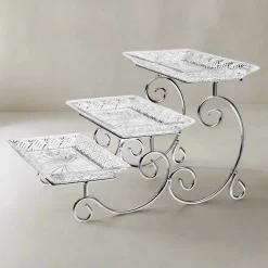 Clearance Godinger Dublin Crystal Three Tier Serving Stand
