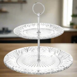Godinger Dublin Crystal 2 Tiered Serving Stand
