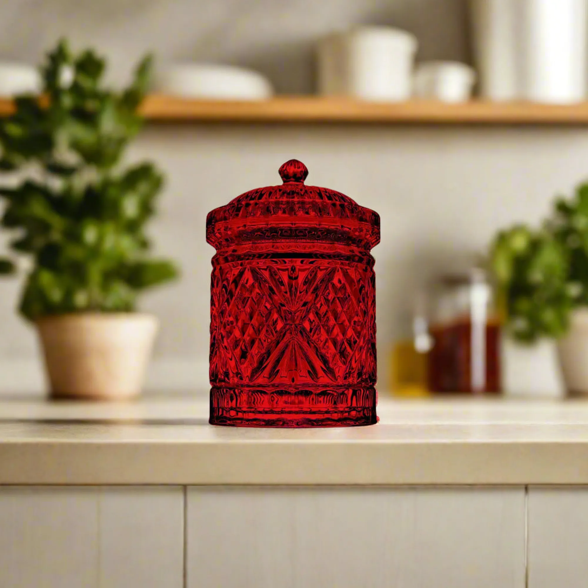 Godinger Dublin Red Crystal Kitchen Canister