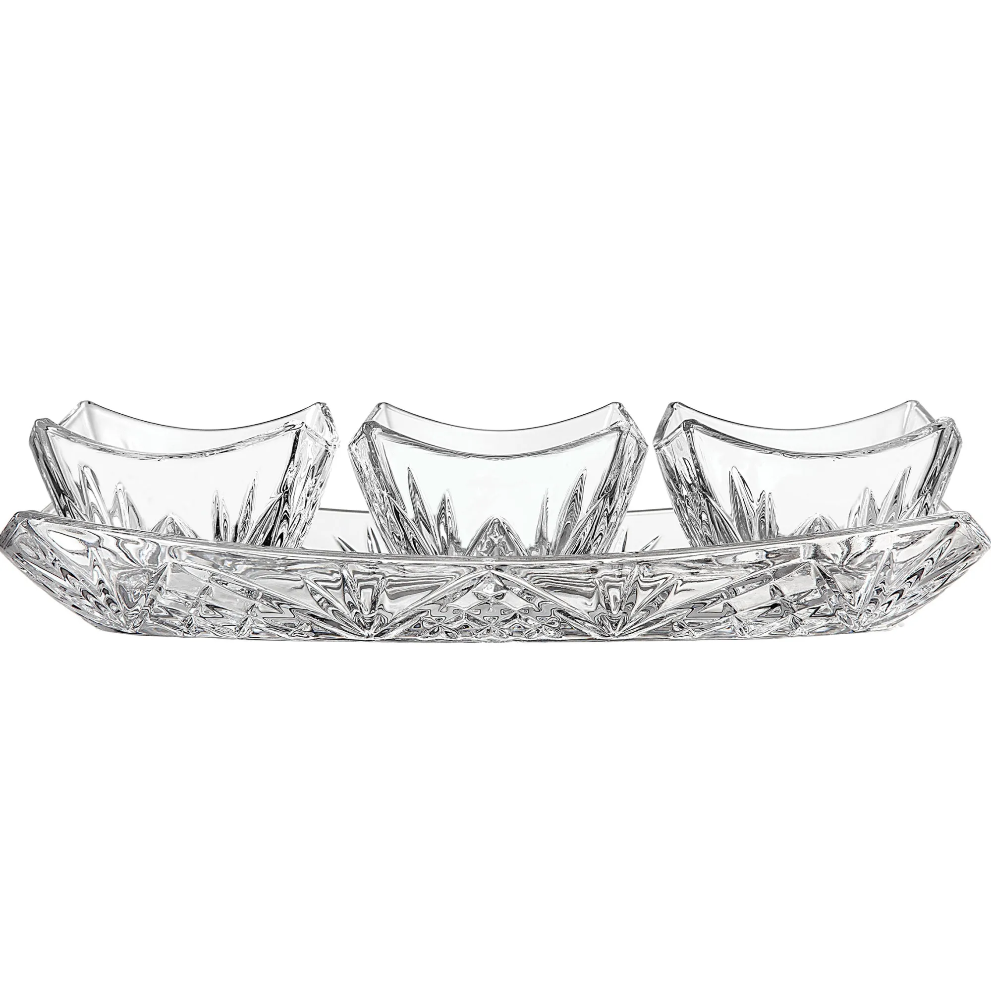 New Godinger Dublin Square 4 Piece Appetizer Server