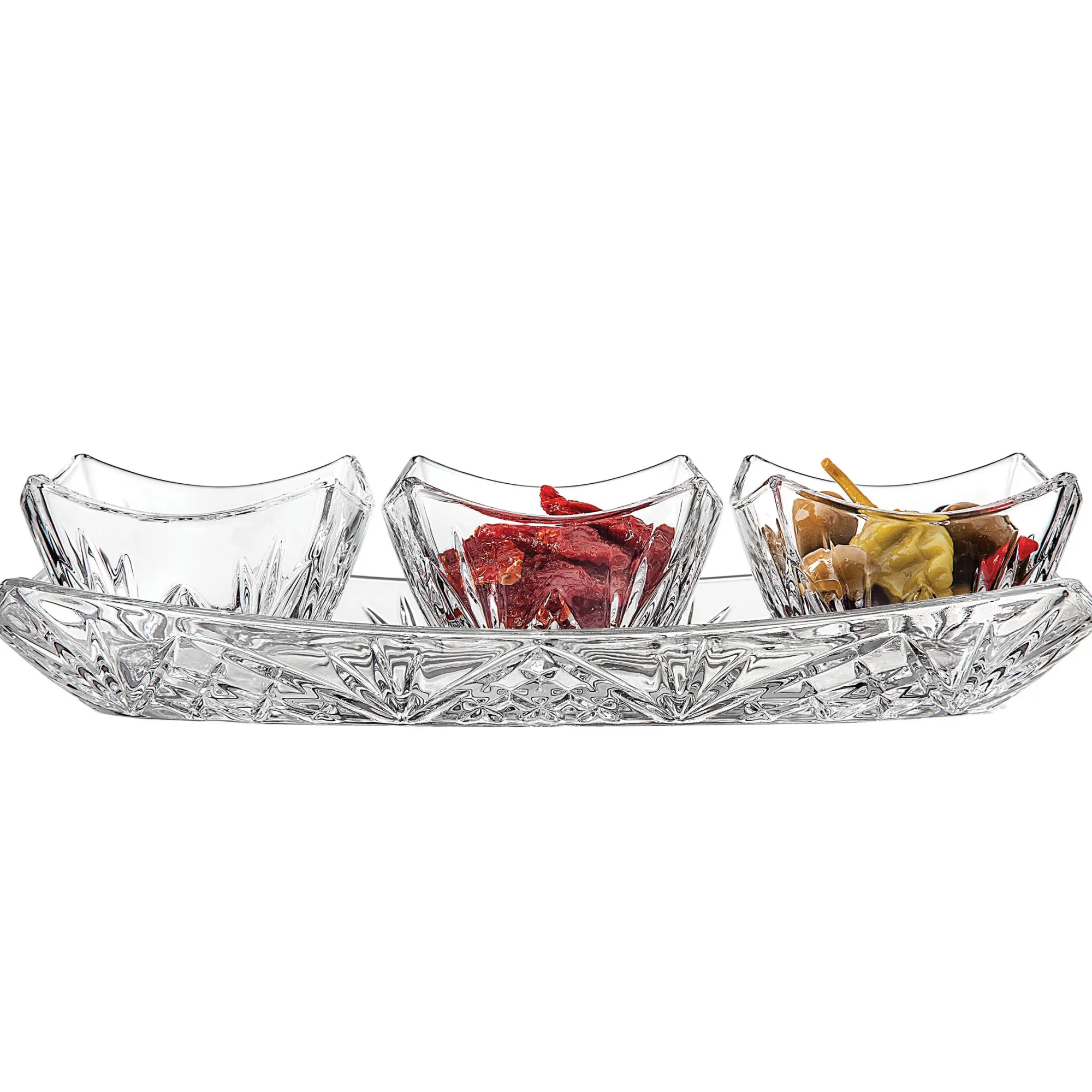 New Godinger Dublin Square 4 Piece Appetizer Server