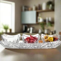 New Godinger Dublin Square 4 Piece Appetizer Server